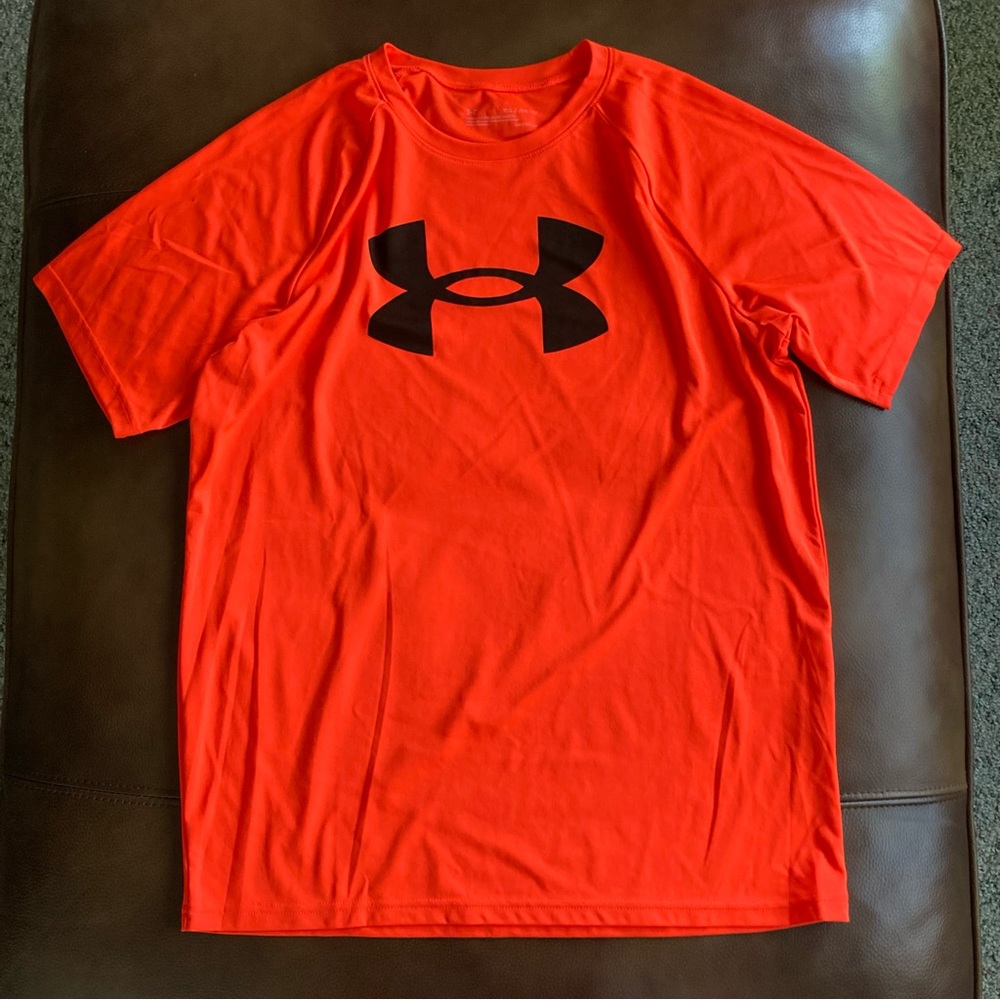 UNDER ARMOUR Boys Loose Pullover  Short Sleeve Youth Tee T-Shirt YXL Neon Orange